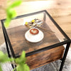 VASAGLE Side Table Tempered Glass End Table with Drawer and Shelf Rustic Brown and Black LET04BX Deals499