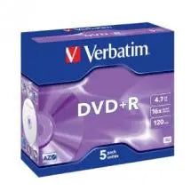 VERBATIM DVD+R 16X Jewel 5pk 4.7GB VERBATIM