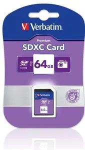 VERBATIM SDXC 64GB (Class 10 UHS-I) Up to 45MB/Sec 300X read speed VERBATIM