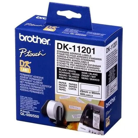 WHITE STANDARD ADDRESS LABELS, 29MM X 90MM 400 LABELS PER ROLL Brother White Standard BROTHER