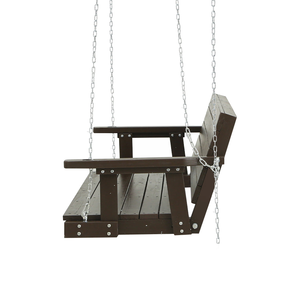 Gardeon Porch Swing Chair with Chain Outdoor Furniture 3 Seater Bench Wooden Brown from Deals499 at Deals499