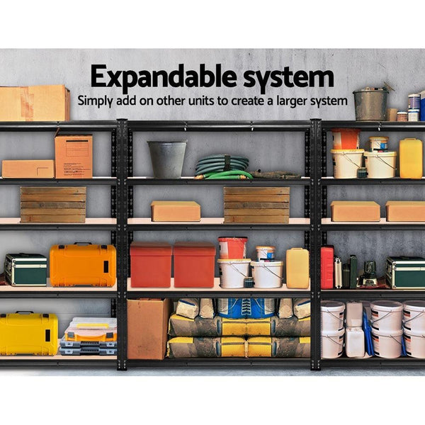 Giantz 1.8M Warehouse Racking Shelving Storage Shelf Garage Shelves Rack Steel Black Deals499