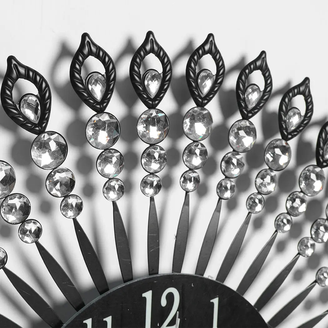 Wall Clock Silent Large Home Office Decor Round Luxury Modern Battery Black Deals499