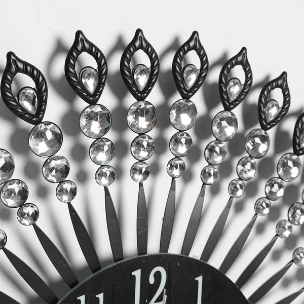 Wall Clock Silent Large Home Office Decor Round Luxury Modern Battery Black Deals499