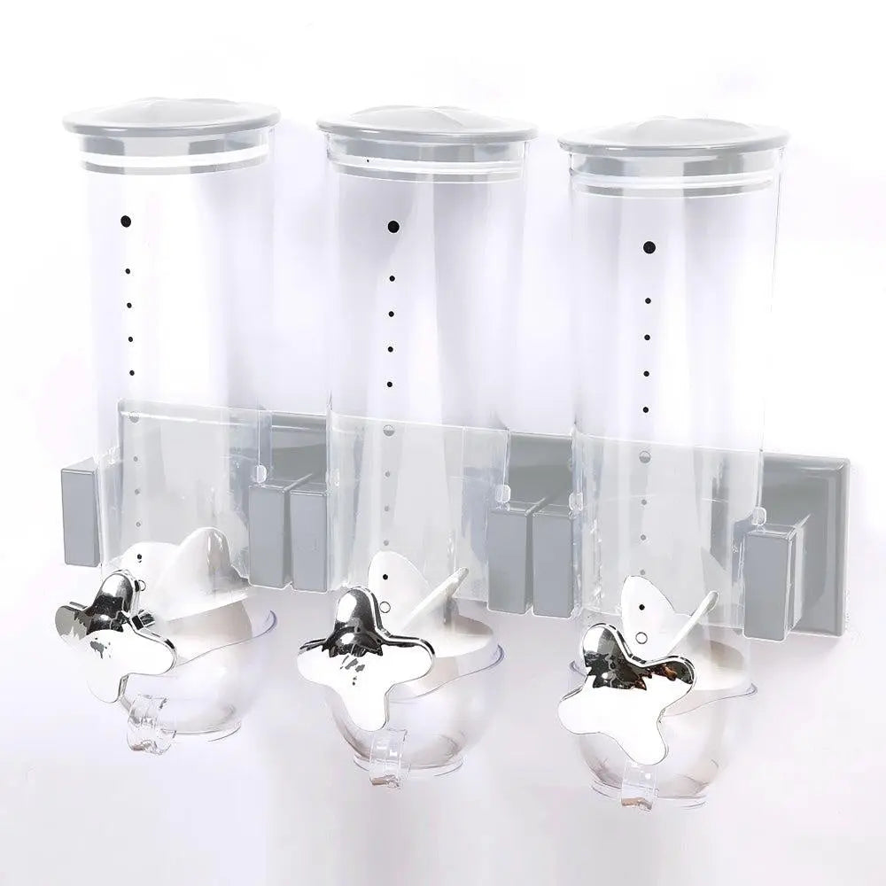 Wall Mounted Triple Cereal Dispenser Dry Food Storage Container Dispense Machine Deals499