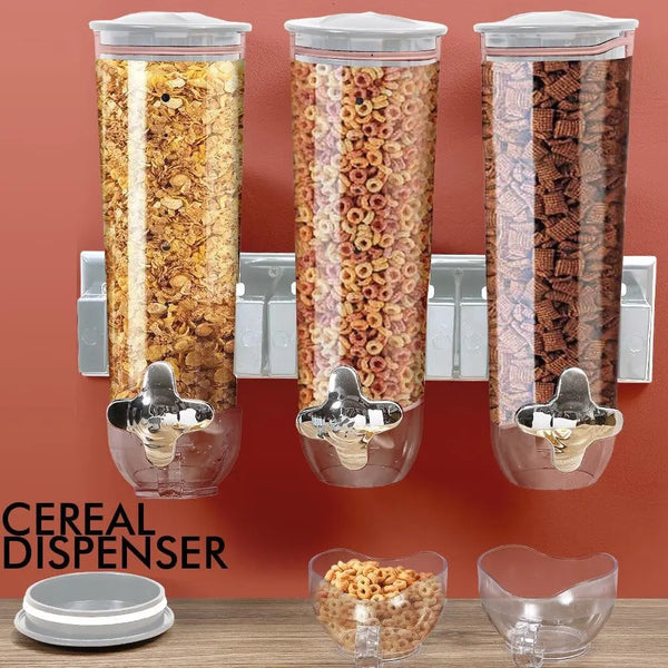 Wall Mounted Triple Cereal Dispenser Dry Food Storage Container Dispense Machine Deals499