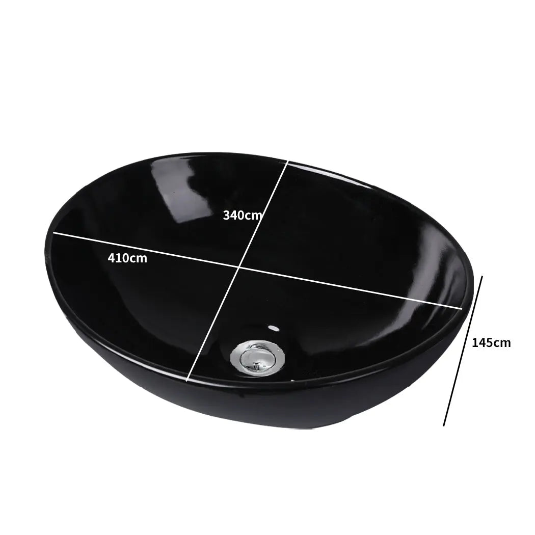 Wash Basin Oval Ceramic Hand Bowl Bathroom Sink Vanity Above Counter Gloss Black Deals499