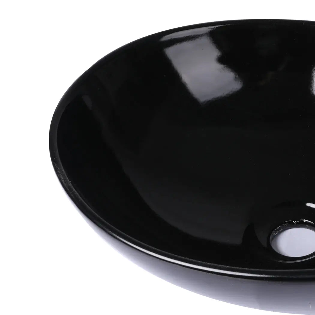 Wash Basin Oval Ceramic Hand Bowl Bathroom Sink Vanity Above Counter Gloss Black Deals499