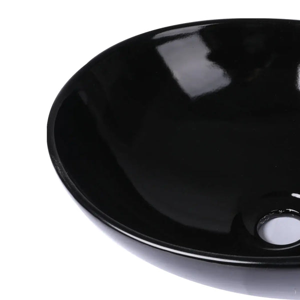 Wash Basin Oval Ceramic Hand Bowl Bathroom Sink Vanity Above Counter Gloss Black Deals499