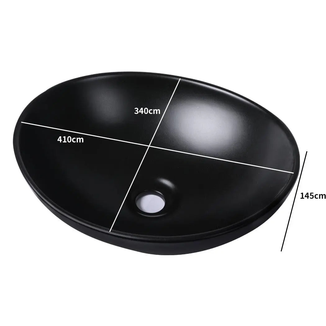Wash Basin Oval Ceramic Hand Bowl Bathroom Sink Vanity Above Counter Matte Black Deals499