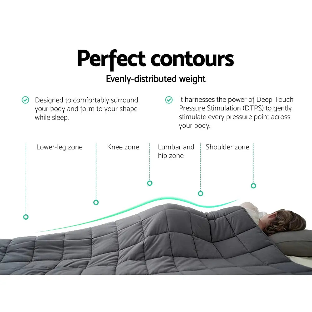 Weighted Blanket Adult 9KG Heavy Gravity Blankets Microfibre Cover Calming Relax Anxiety Relief Grey Giselle