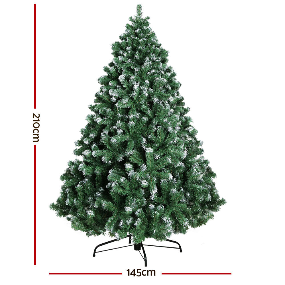 Jingle Jollys Christmas Tree 2.1M Xmas Trees Decorations Snowy 1250 Tips Deals499