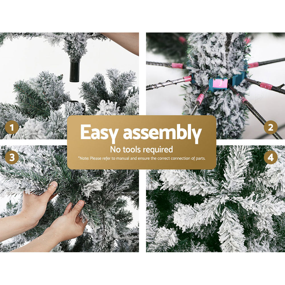 Jingle Jollys Christmas Tree 2.4M Xmas Trees Decorations Snowy 1500 Tips Deals499