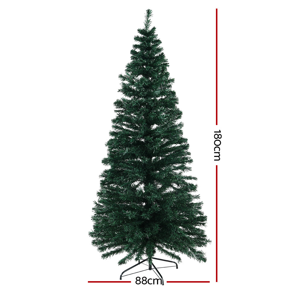 Jingle Jollys Christmas Tree 1.8M LED Xmas trees Optic Fibre Warm White Deals499