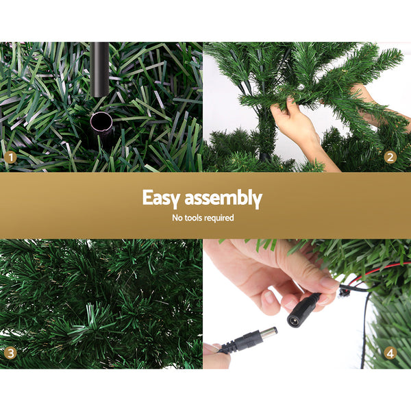 Jingle Jollys Christmas Tree 1.8M LED Xmas trees Optic Fibre Warm White Deals499