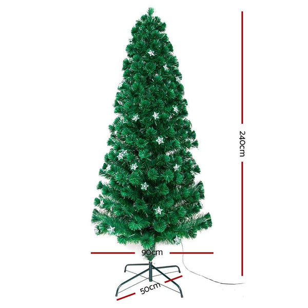 Jingle Jollys 2.4M 8FT LED Christmas Tree Xmas Optic Fiber Multi Colour Lights Deals499