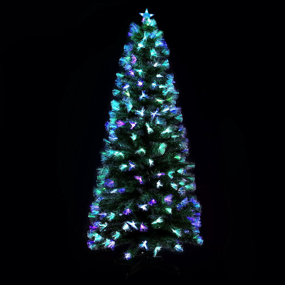 Jingle Jollys Christmas Tree 2.1M 7FT LED Xmas Multi Colour Lights Optic Fibre Deals499