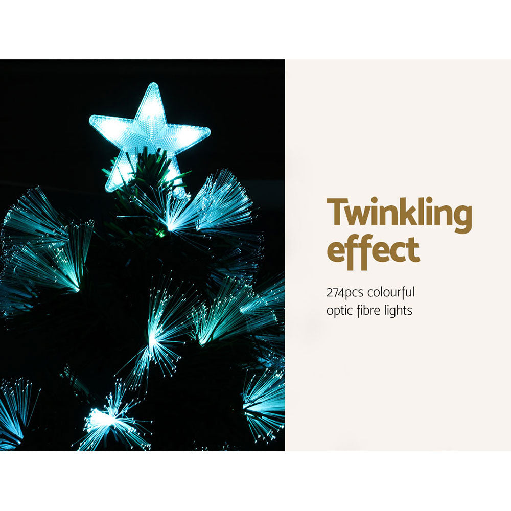 Jingle Jollys Christmas Tree 2.1M 7FT LED Xmas Multi Colour Lights Optic Fibre Deals499