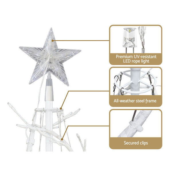 Jingle Jollys Christmas Tree 1.8M 320 LED Xmas Cold White Lights Optic Fibre Deals499