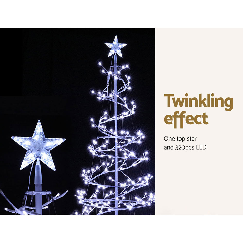 Jingle Jollys Christmas Tree 1.8M 320 LED Xmas Cold White Lights Optic Fibre Deals499