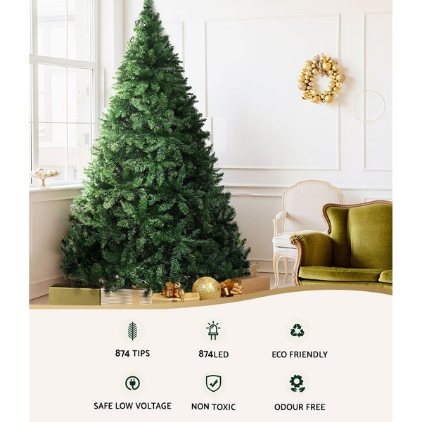 Jingle Jollys Christmas Tree 1.8M With 874 LED Lights Warm White Green Deals499
