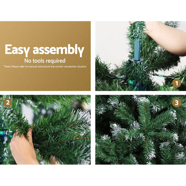 Jingle Jollys Christmas Tree 2.1M Xmas Trees Decorations Snowy Green 1000 Tips Deals499