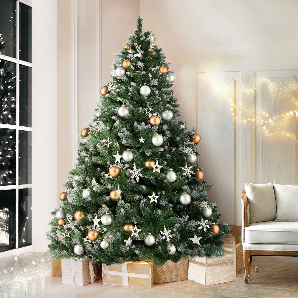 Jingle Jollys Christmas Tree 2.1M Xmas Trees Decorations Snowy Green 1000 Tips Deals499