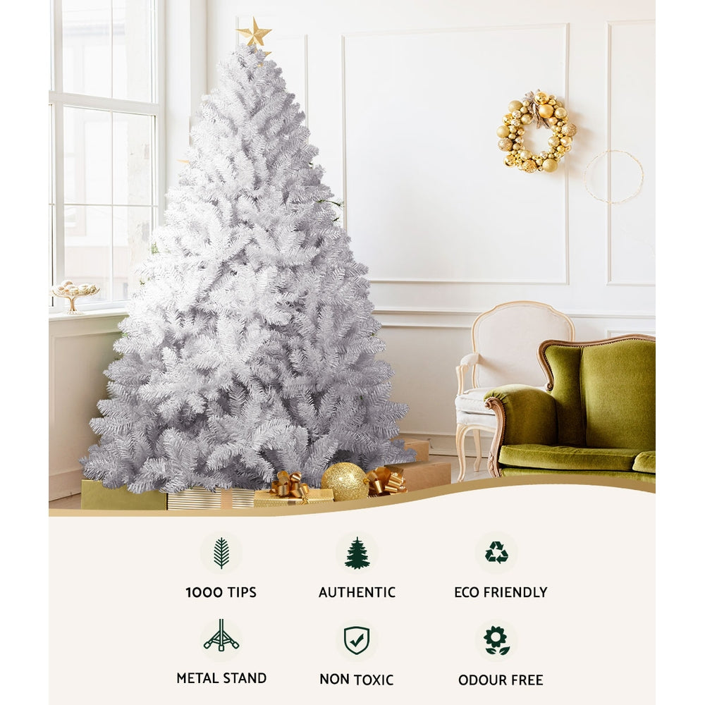 Jingle Jollys Christmas Tree 2.1M Xmas Trees Decorations White 1000 Tips Deals499