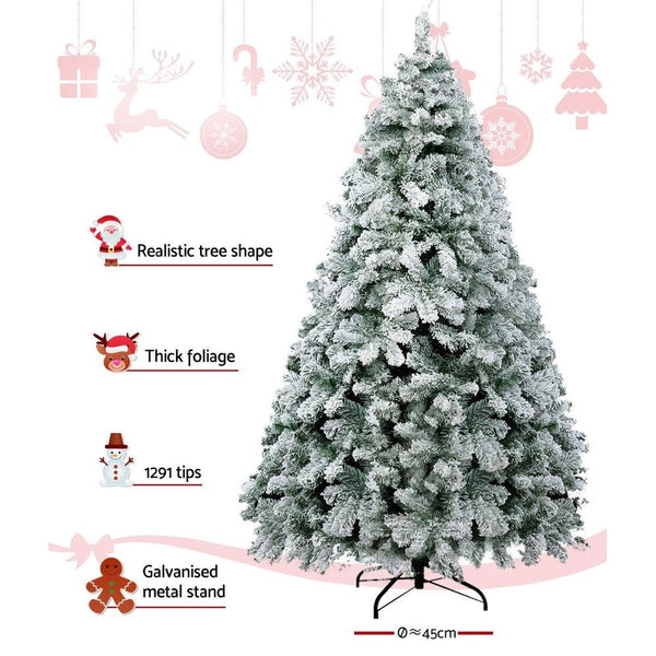 Jingle Jollys Snowy Christmas Tree 2.4M 8FT Xmas Decorations 859 Tips Deals499
