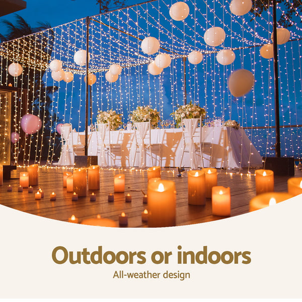 Jingle Jollys 6X3M Christmas Curtain Lights 600LED Warm White Deals499