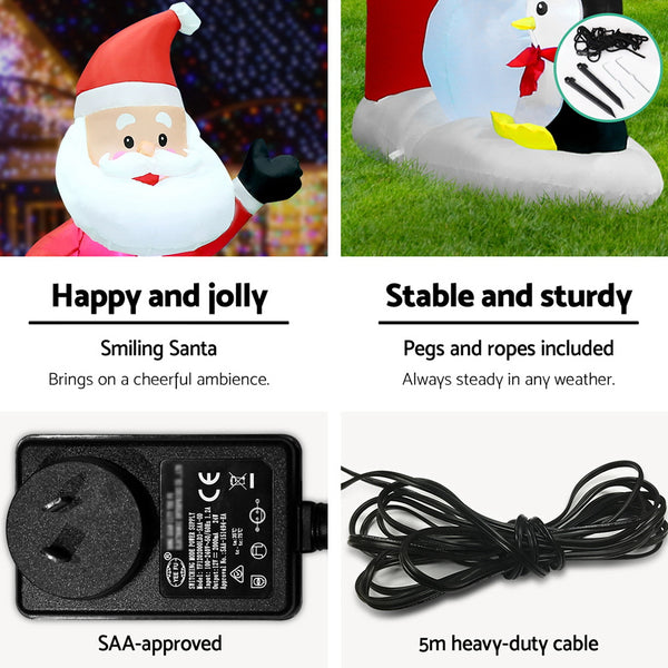 Jingle Jollys 3M Christmas Inflatable Archway with Santa Xmas Decor LED Deals499