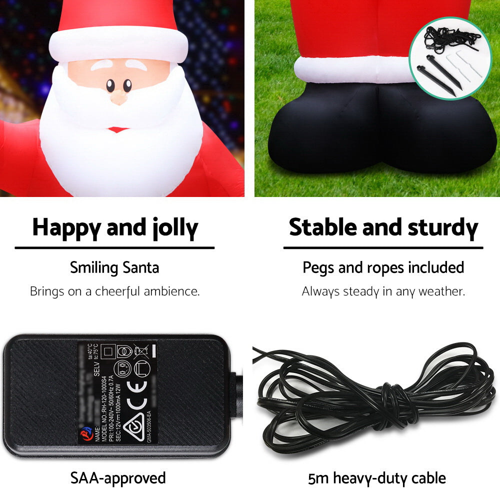 Jingle Jollys 5M Christmas Inflatable Santa Decorations Outdoor Air-Power Light Deals499
