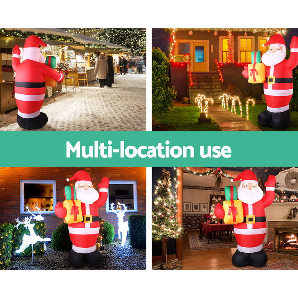 Jingle Jollys 2.4M Christmas Inflatables Santa Xmas Light Decor LED Airpower Deals499
