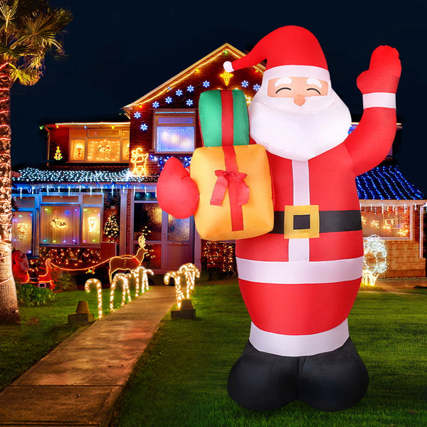 Jingle Jollys 2.4M Christmas Inflatables Santa Xmas Light Decor LED Airpower Deals499