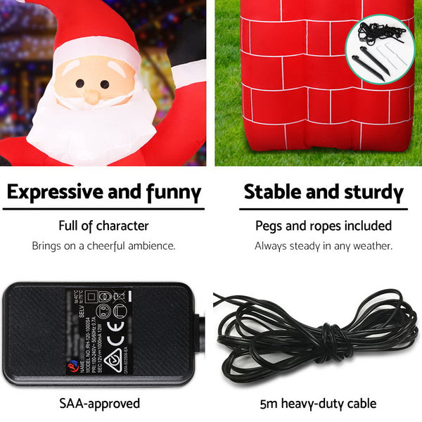 Jingle Jollys 1.8M Christmas Inflatable Archway with Santa Xmas Decor LED Deals499