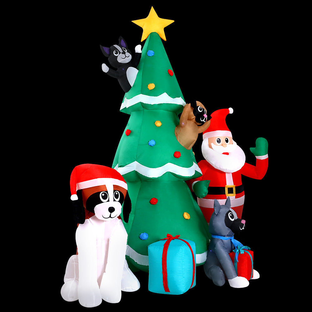Jingle Jollys 3M Inflatable Christmas Tree Santa Lights Outdoor Decorations Deals499