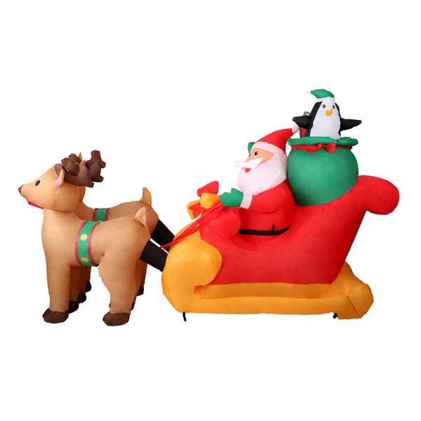 Jingle Jollys 2.2M Christmas Inflatable Santa Sleigh Ride Reindeer Deer Decor Deals499