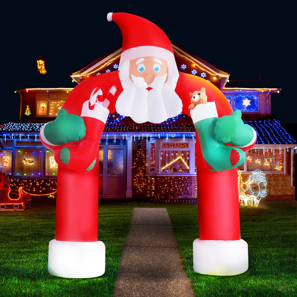 Jingle Jollys Christmas Inflatable Santa Archway 2.3M Outdoor Decorations Lights Deals499