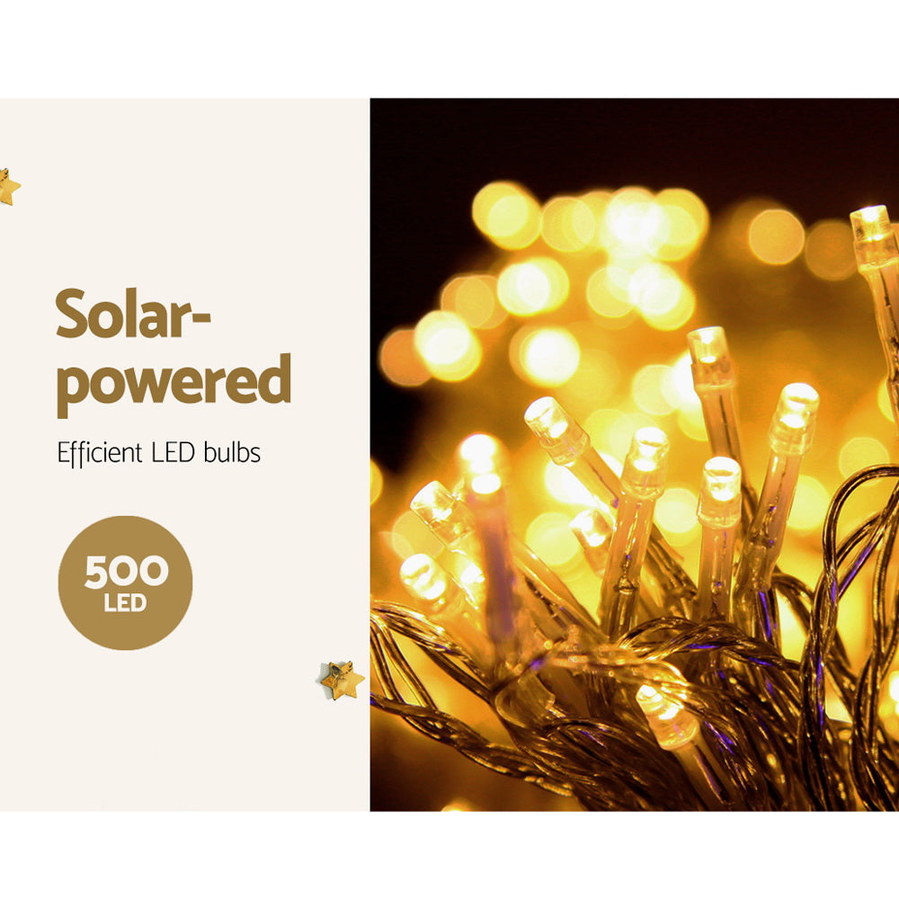 Jingle Jollys 500 LED Solar Powered Christmas Icicle Lights 20M Outdoor Fairy String Party Warm White Deals499