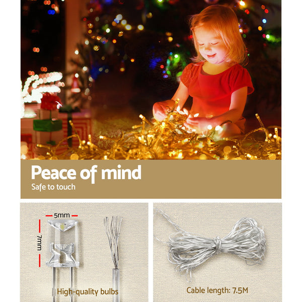 Jingle Jollys 500 LED Solar Powered Christmas Icicle Lights 20M Outdoor Fairy String Party Warm White Deals499
