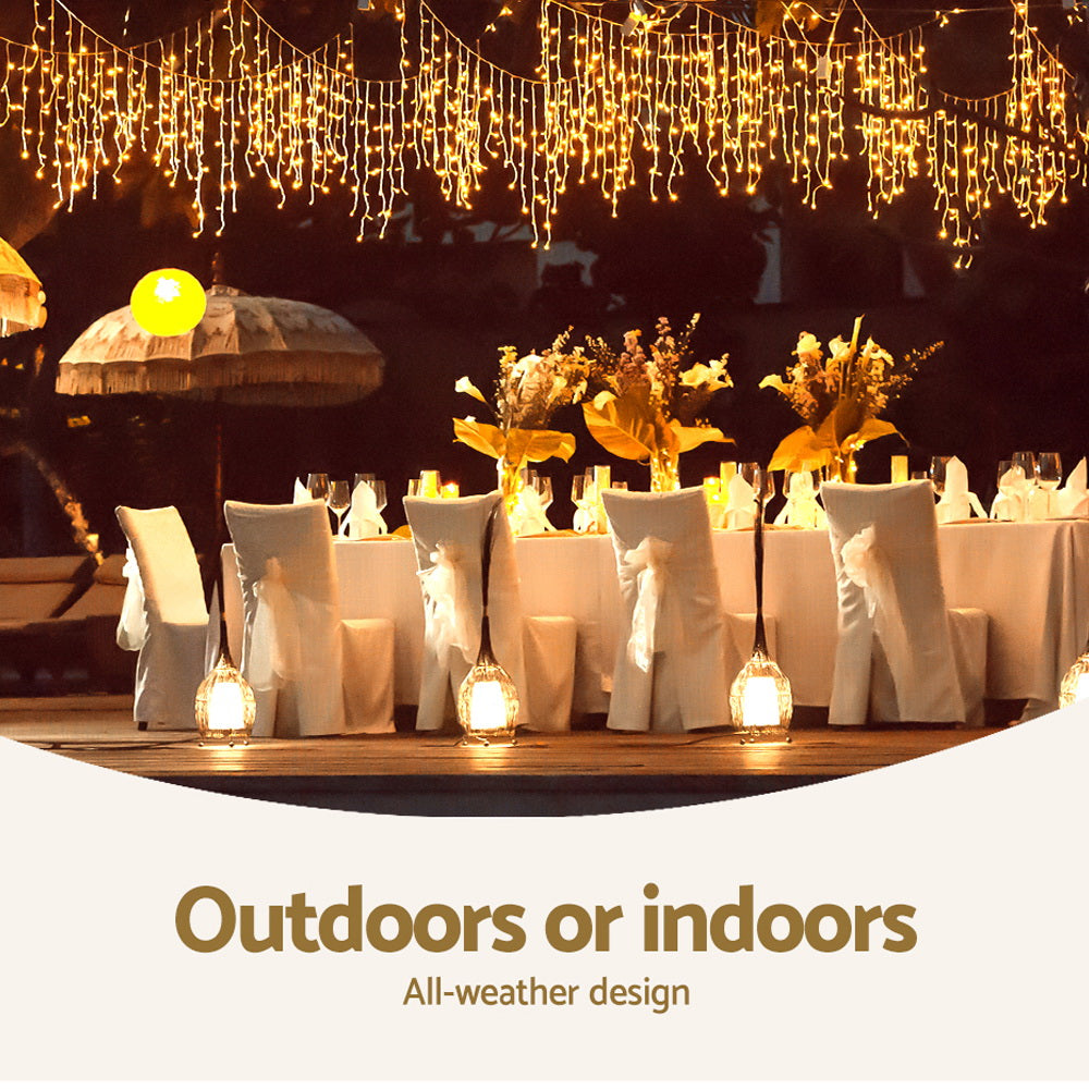 Jingle Jollys 500 LED Solar Powered Christmas Icicle Lights 20M Outdoor Fairy String Party Warm White Deals499