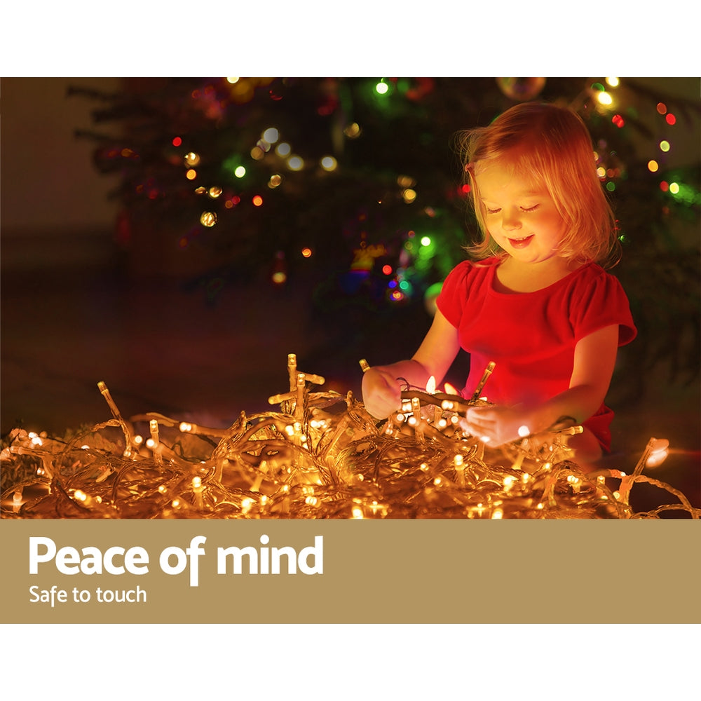 Jingle Jollys 800 LED Christmas Icicle Lights Warm White Deals499