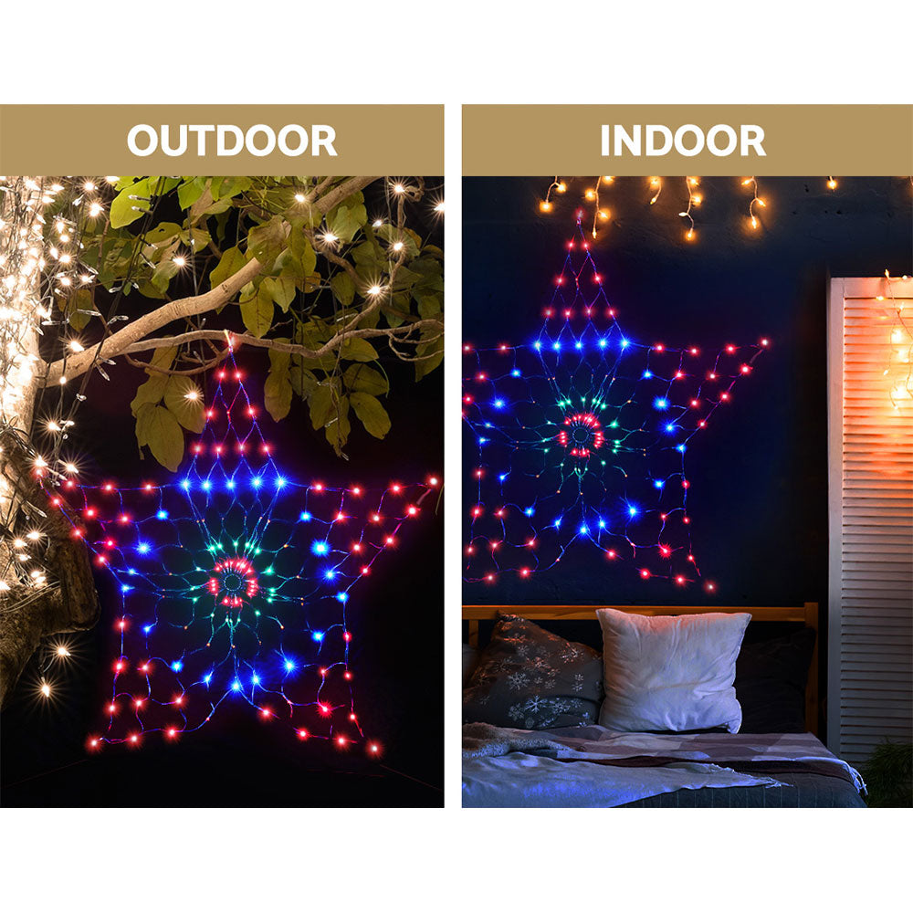 Jingle Jollys Christmas Lights Motif LED Star Net Waterproof Outdoor Colourful Deals499