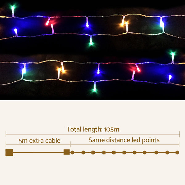 Jingle Jollys 100M Christmas String Lights 500LED Multi Colour Deals499