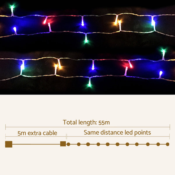 Jingle Jollys 50M Christmas String Lights 500LED Multi Colour Deals499