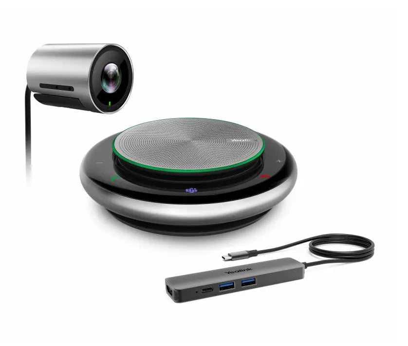 YEALINK UVC30-CP900-BYOD Teams Video Conference Kit For Small & Huddle Rooms, 1x UVC30 Camera, 1x CP900 Speakerphone, 1x BYOD Box YEALINK