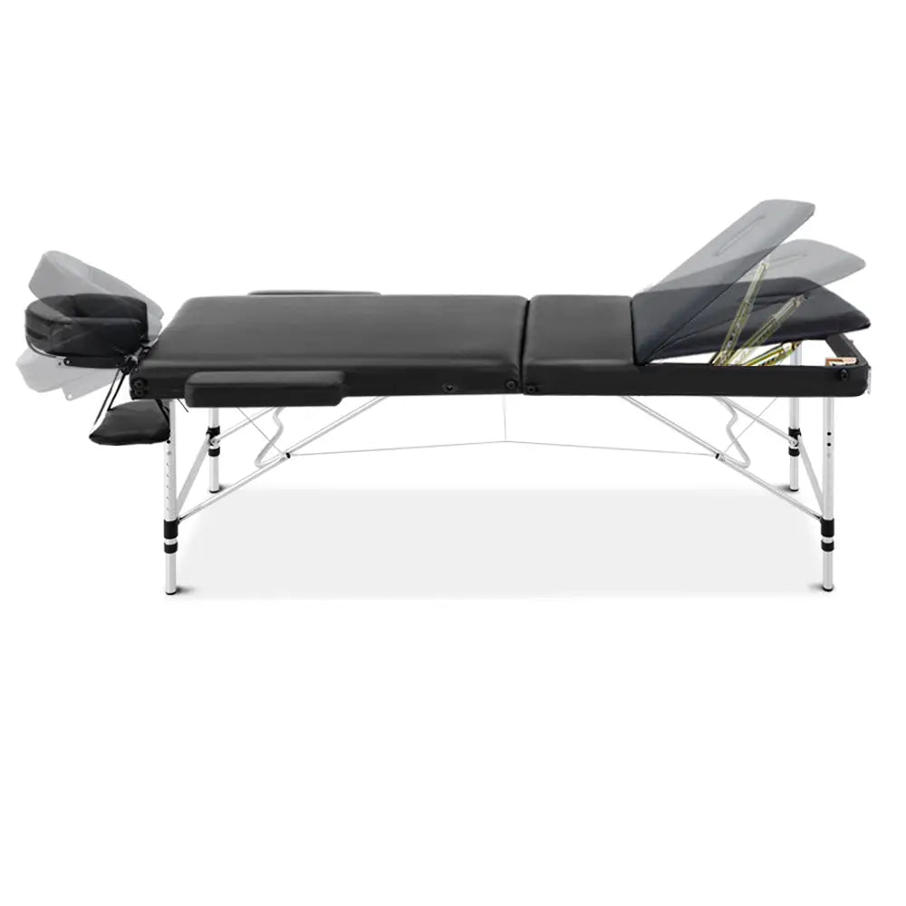 Zenses 3 Fold Portable Aluminium Massage Table - Black Deals499