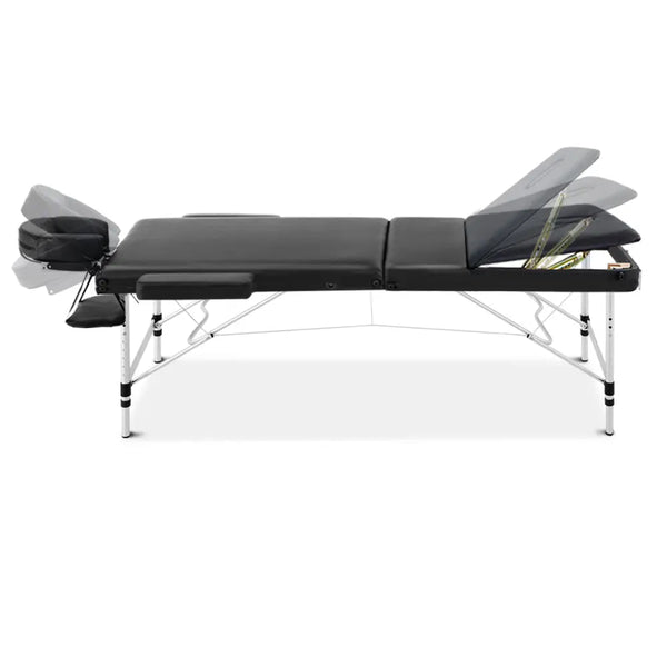 Zenses 3 Fold Portable Aluminium Massage Table - Black Deals499