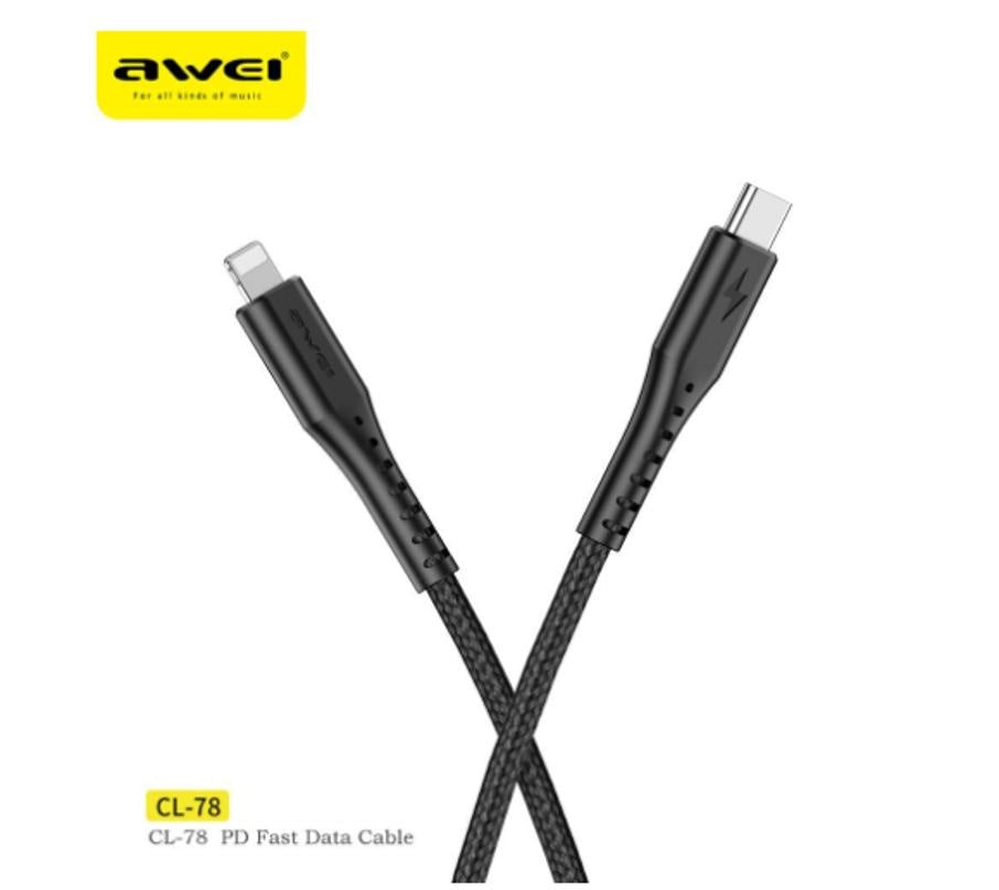 Awei Fast charging cable PD3.0 Type-C to Lightning Data Cable for iPhone/iPad Deals499