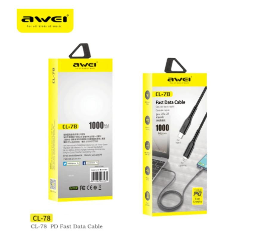 Awei Fast charging cable PD3.0 Type-C to Lightning Data Cable for iPhone/iPad Deals499
